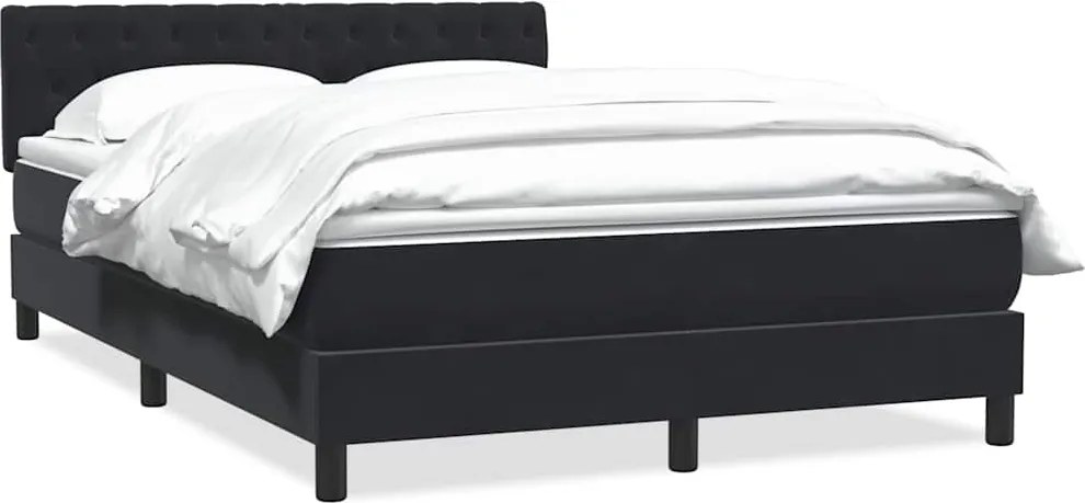 vidaXL fekete bársony rugós ágy matraccal 160x210 cm