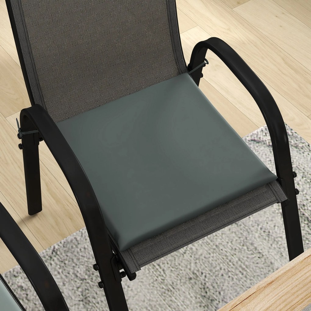 Outsunny 6 darabos Kerti Szék Párna Szett - Kültéri Székpárna Töltettel 3 cm Poliészterből, méret: 42L x 42W cm Sötét Szürke | Aosom