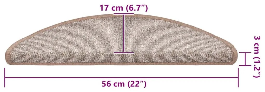 30 db világosbarna lépcsőszőnyeg 56x17x3 cm