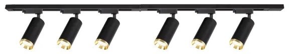 Sínrendszeres MICA spotlámpa 6xGU10/10W/230V fekete/arany