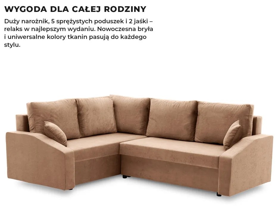 Grande Plus sarokkanapé, baloldali, szövet anyag, barna