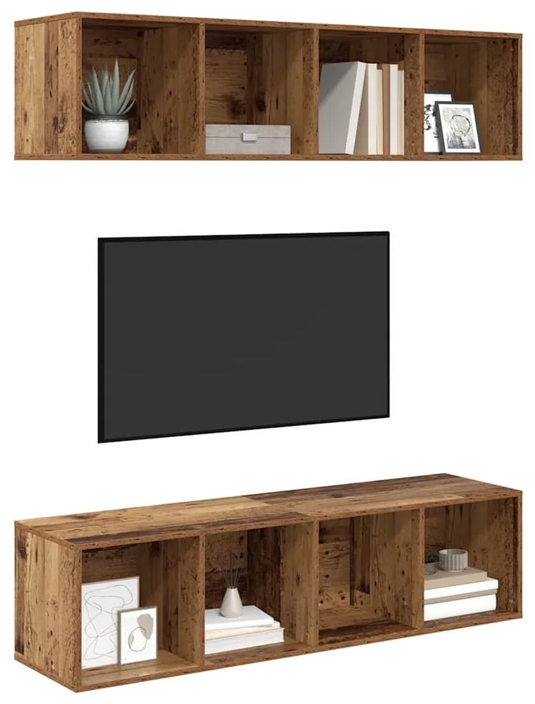 TV szekrény garnitúra 2 pcs Régi fa 37 x 37 x 142.5 cm Faanyag