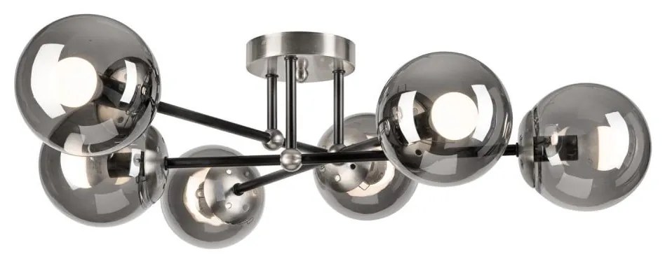 Felületre szerelhető csillár  MALENA 6xE14/5W/230V matt króm/füstös