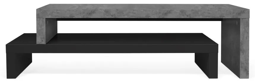 Cliff fekete dupla TV állvány beton dekorral, 125 x 20 cm - TemaHome