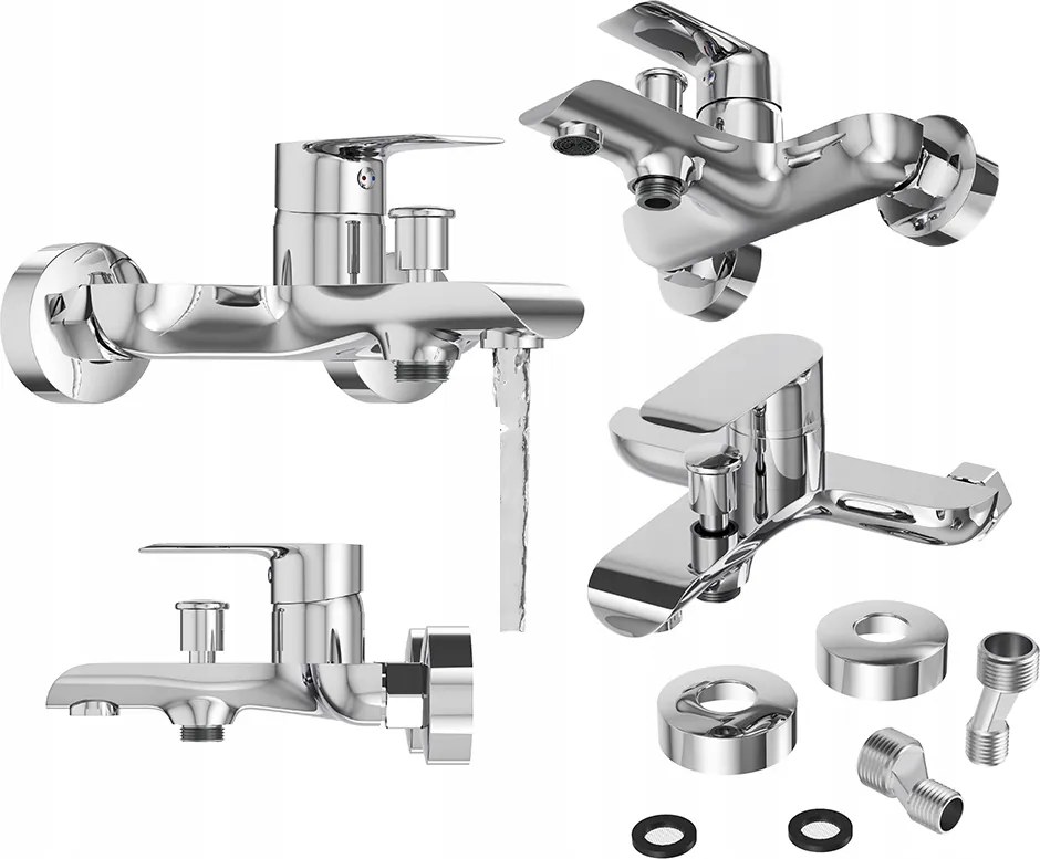 Fürdőszobai kád-zuhany csaptelep fali kád csaptelep króm Vito