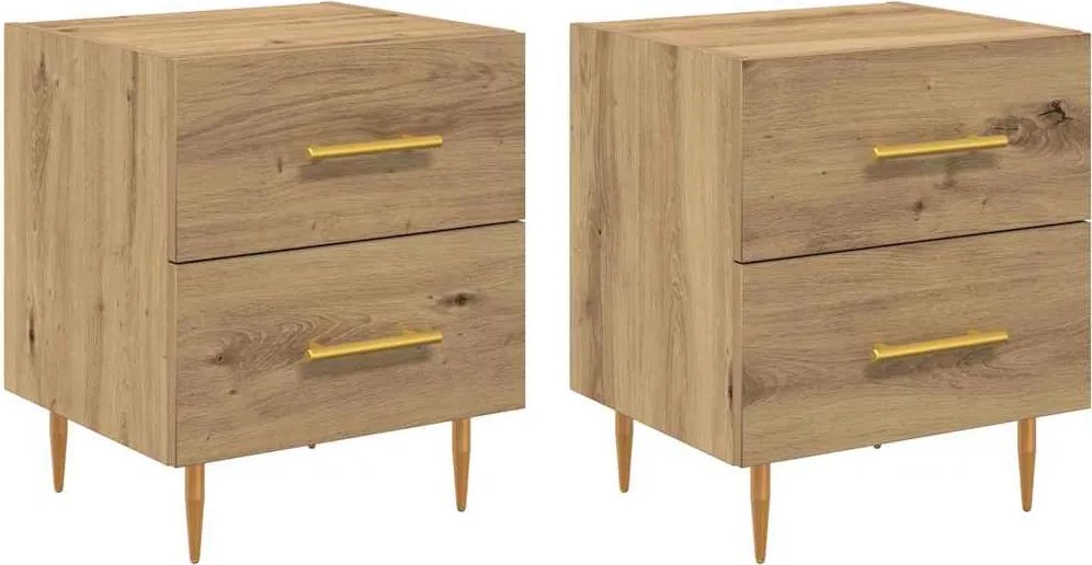 vidaXL Éjjeliszekrény 2 pcs Artisan tölgy 40 x 35 x 47,5 cm Faanyag