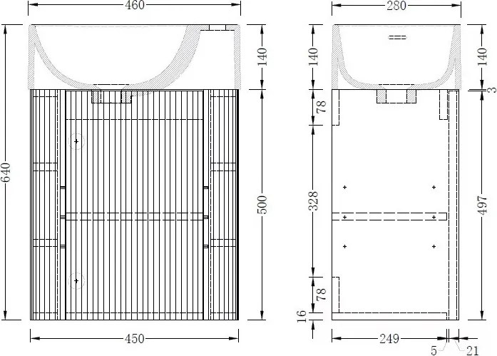 AREZZO design SORELLA 45 cm-es Fürdőszoba alsószekrény 1 ajtó, tölgy