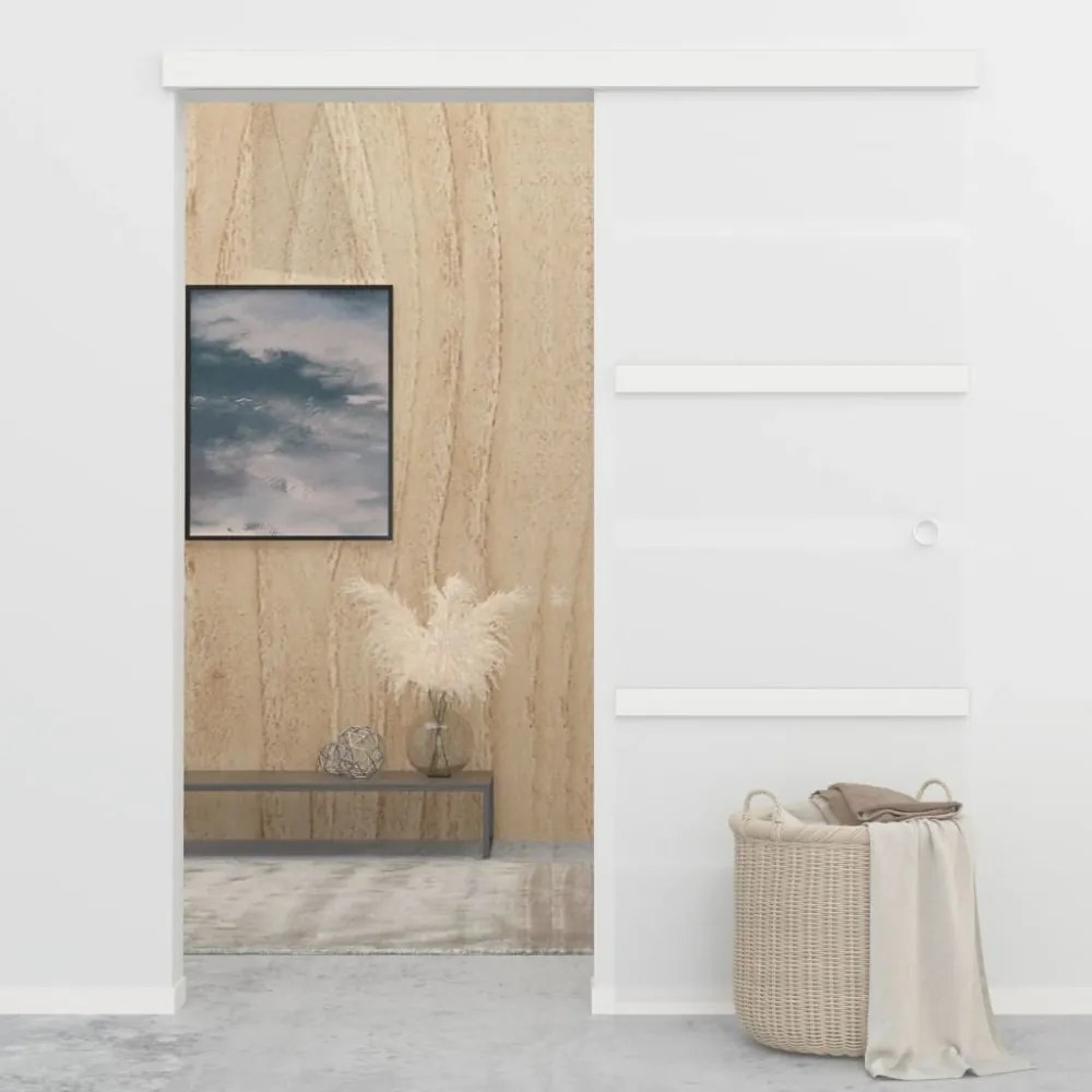 vidaXL ezüstszínű ESG üveg és alumínium tolóajtó 76 x 205 cm