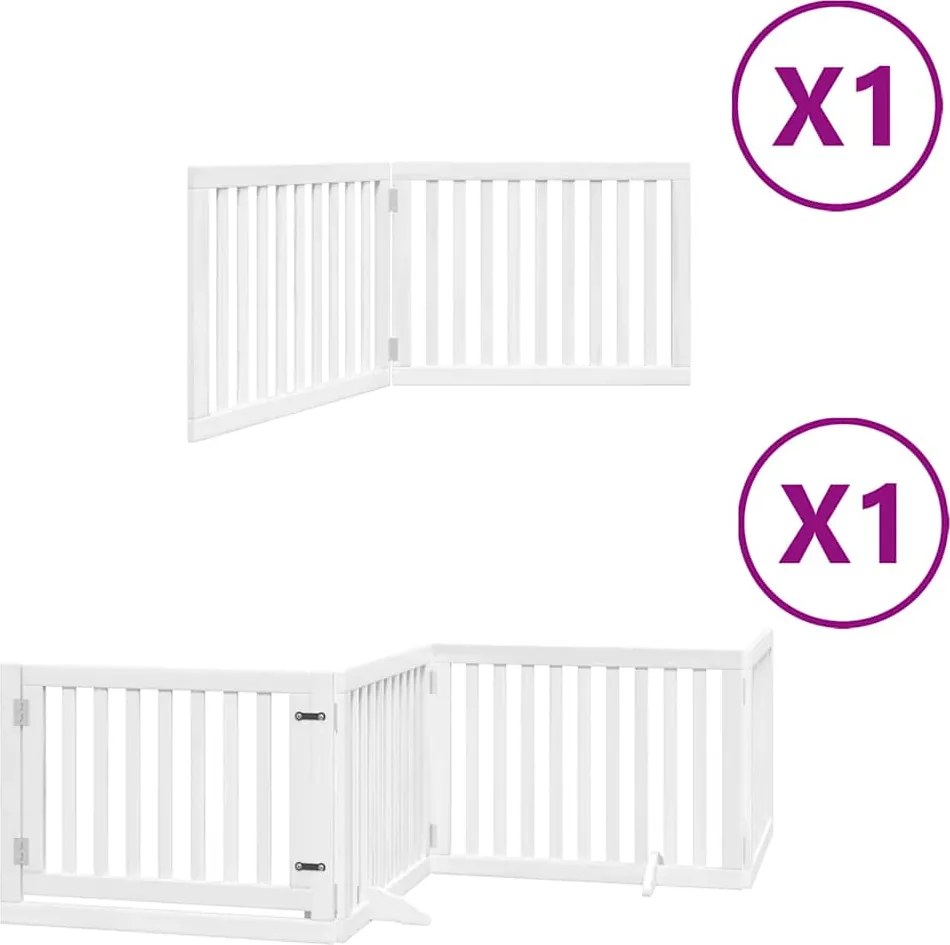 vidaXL fehér nyárfa 6 paneles összecsukható kutyakapu ajtóval 480 cm