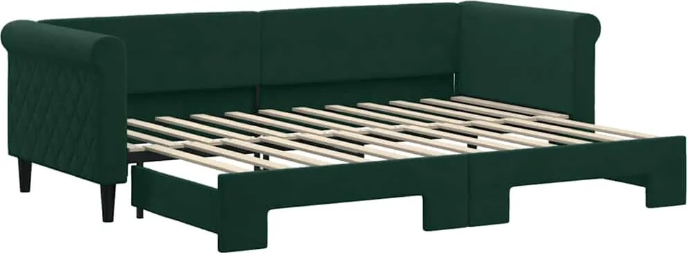 vidaXL sötétzöld kihúzható bársony heverő 80 x 200 cm