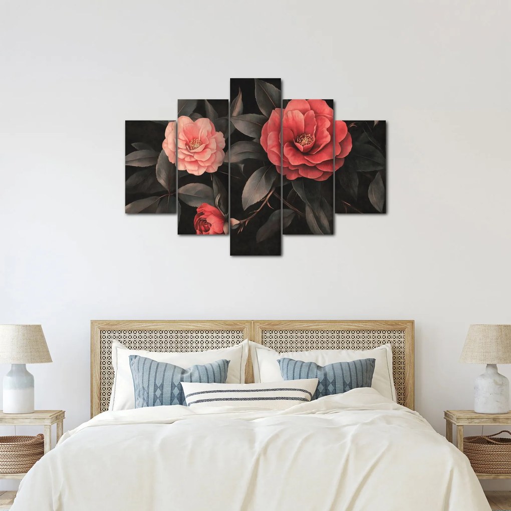 Kép - Vörös virágok sötét háttér előtt (150x105 cm)