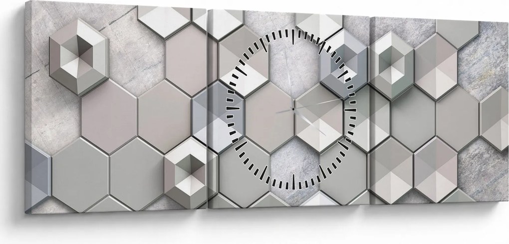 A 3D absztrakció képe (órával) (90x30 cm)