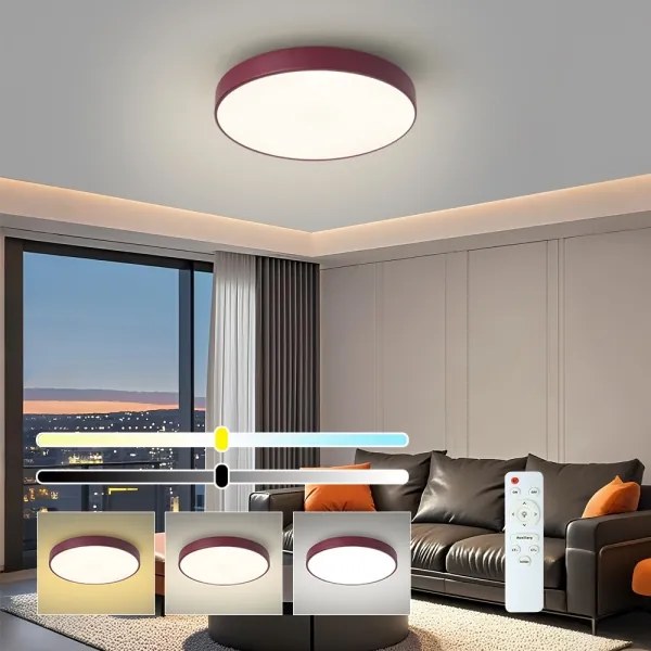 Brilagi-LED dimmelhető mennyezeti lámpa POOL LED/48W/230V 3000-6000K 40 cm bordó+távirányító