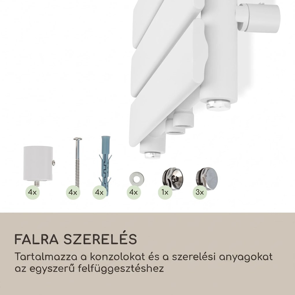 Blumfeldt Fairmont 80 x 45 radiátor 375W melegvíz 3 törölközőtartó 1/2