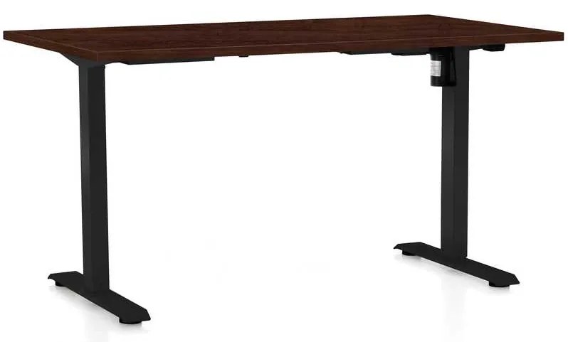 OfficeTech A állítható magasságú asztal, 120 x 80 cm, fekete alap, wenge