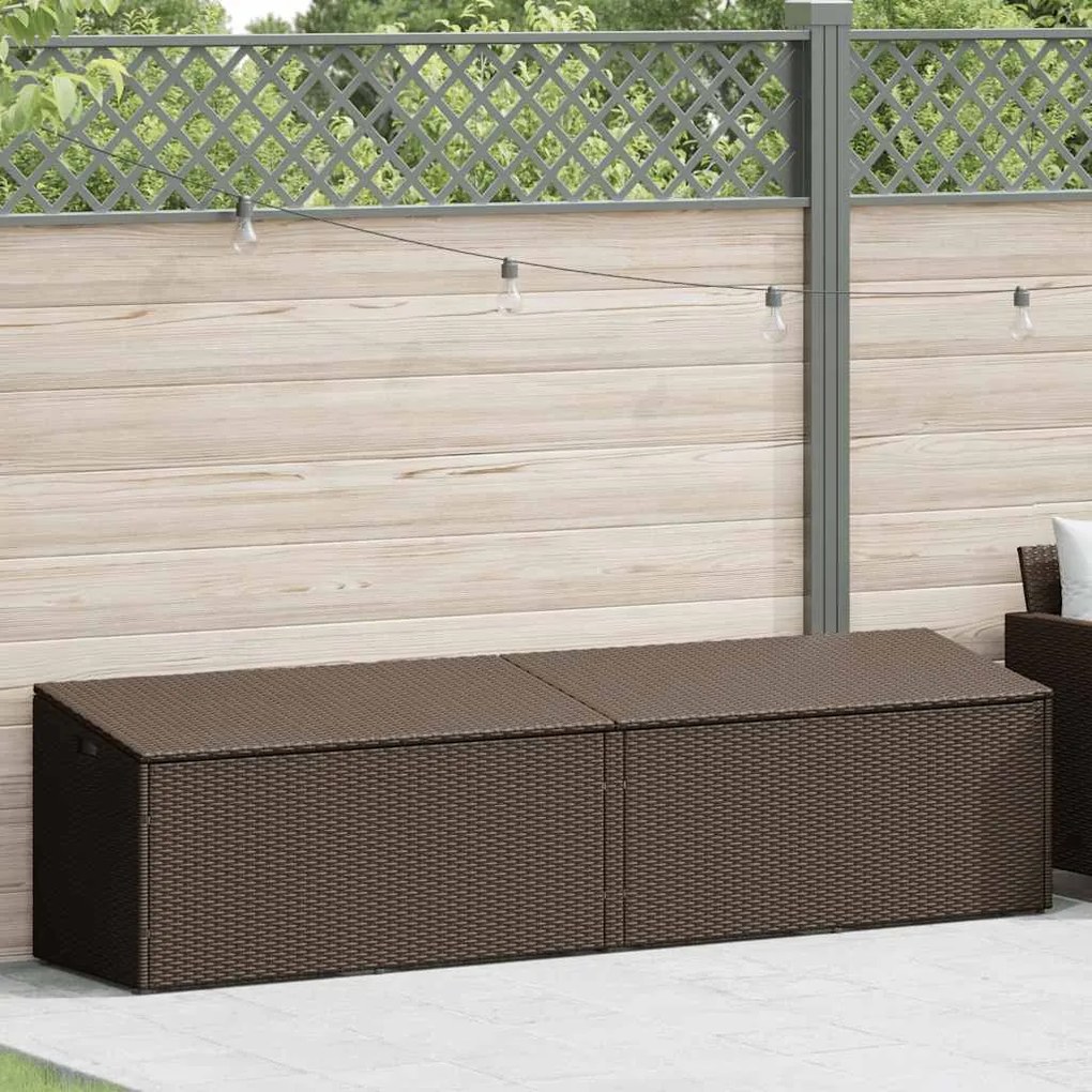 vidaXL barna polyrattan kerti tárolóláda 220x50x58 cm