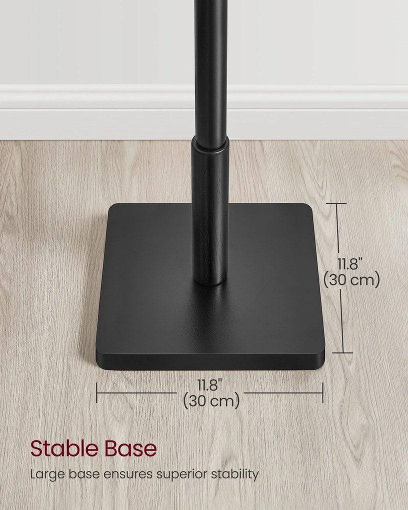 Fából készült kabátállvány 8 akasztóval, tintafekete színben