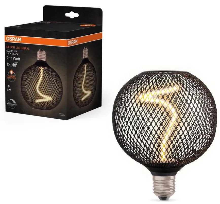 LED Dimmelhető izzó DECOR FILAMENT G125 E27/3,5W/230V 1800K fekete - Osram