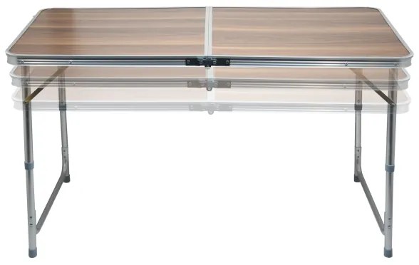 Összecsukható kempingasztal barna/króm