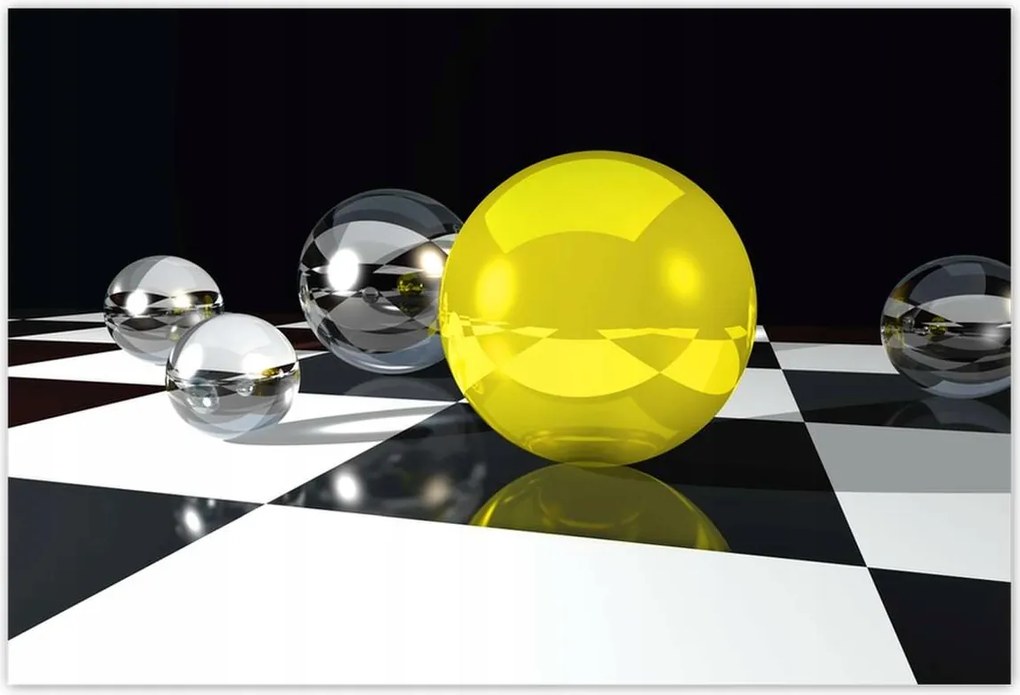 Poszterek 200x135 Sárga gömb a sakktáblán
