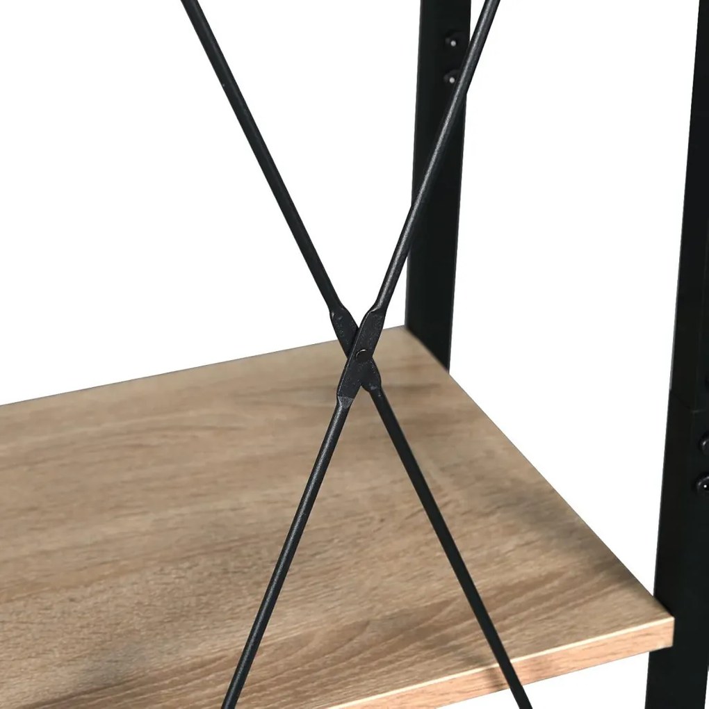 Intenso Home 4 szintes nyitott könyvespolc 34 x 148cm, döntött design, sonoma tölgy | Univerzális tároló állvány fém lábakkal