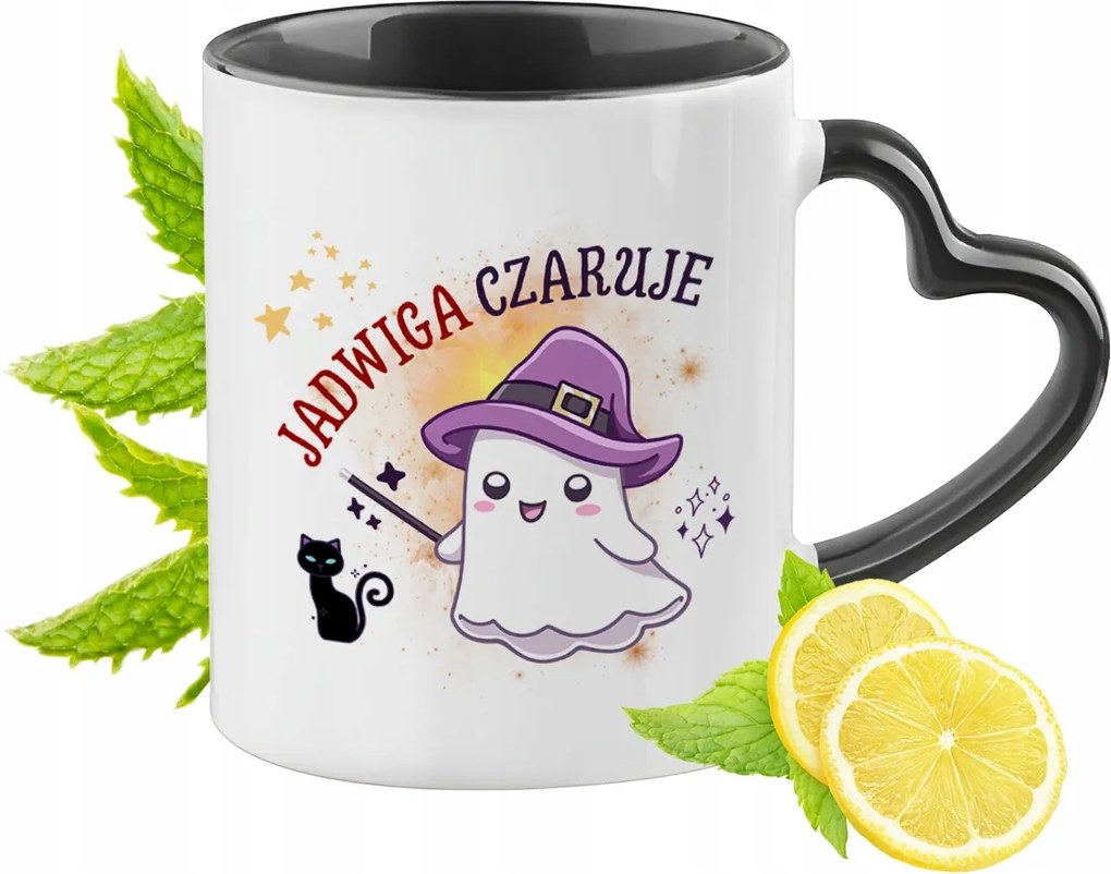 Fekete Bögre Szív Alakú Füllel Hedvignek Ideális Ajándék