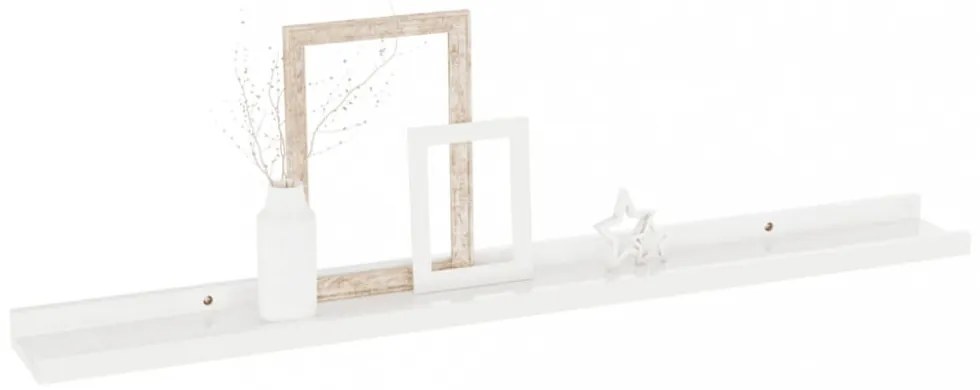 2 db magasfényű fehér fali polc 80 x 9 x 3 cm
