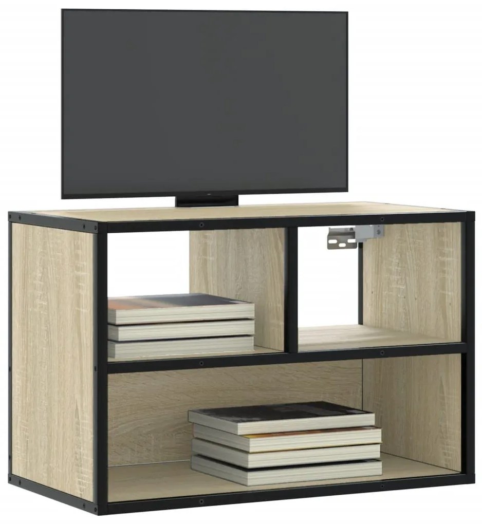 sonoma tölgy színű szerelt fa és fém TV-szekrény 60x31x39,5 cm