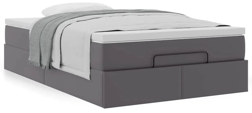 Ottomán ágykeret matraccal Szürke 120x200cm műbőrrel