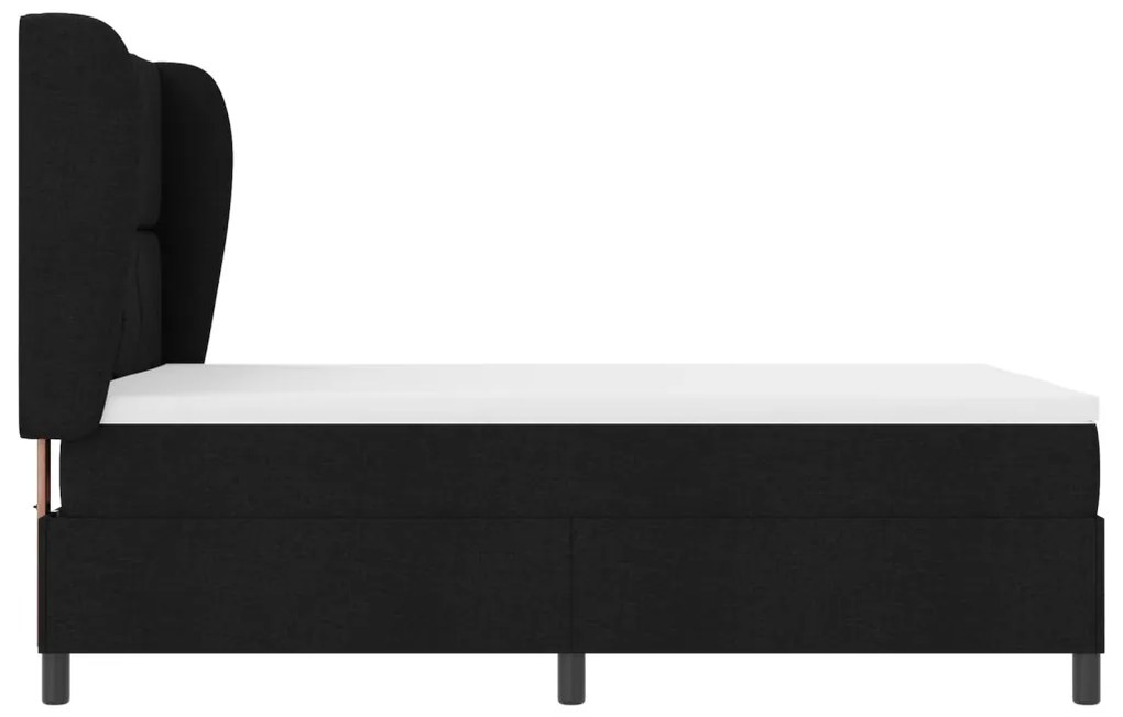 Boxspring Ágy Matrac Vele - Fekete, 140x200 cm, Szövet