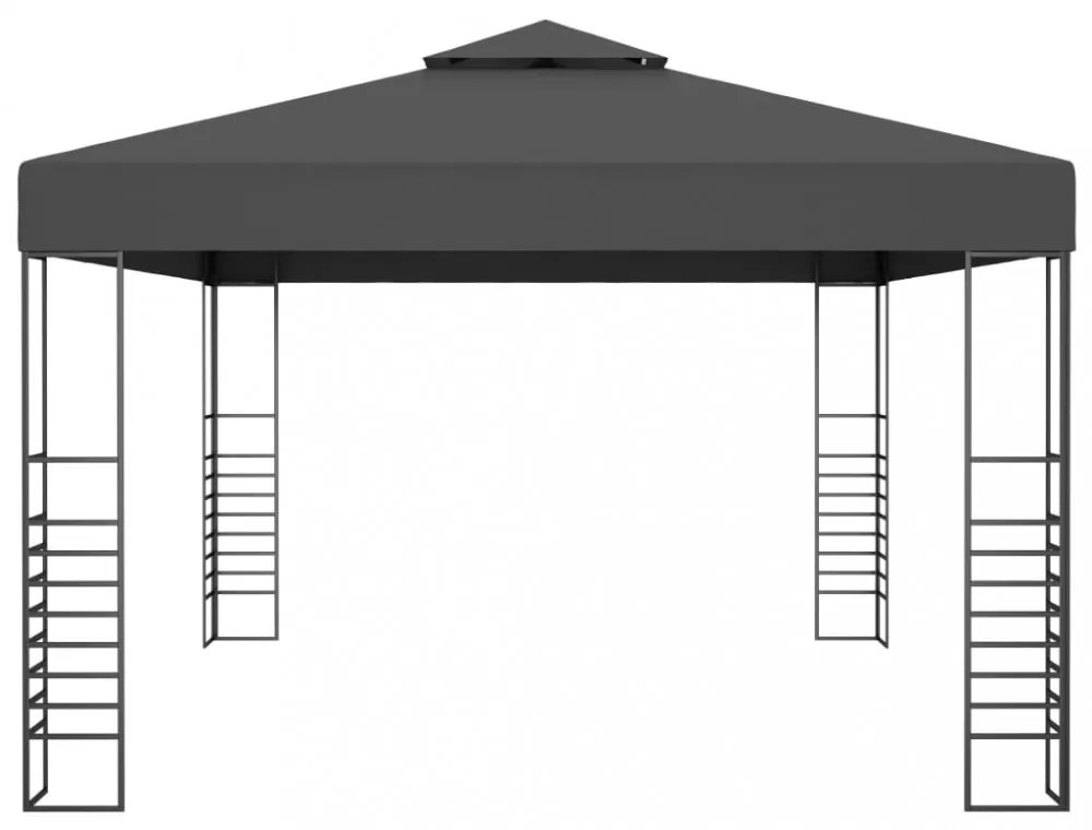 antracitszürke pavilon LED fényfüzérrel 3 x 4 m