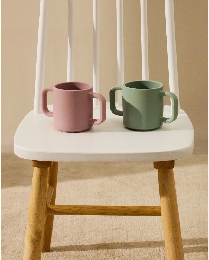 Világos rózsaszín-türkiz szilikon gyerek bögre szett 2 db-os Lili – Kave Home