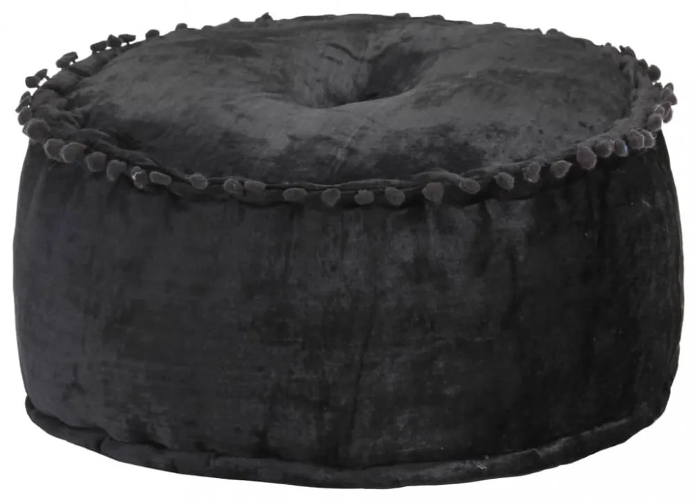 antracitszürke kerek bársony puff 40 x 20 cm