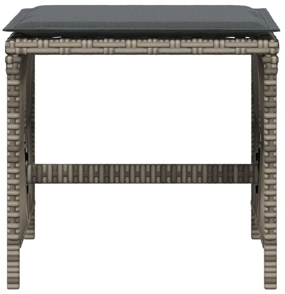 4 db szürke polyrattan kerti szék párnával 41 x 41 x 36 cm