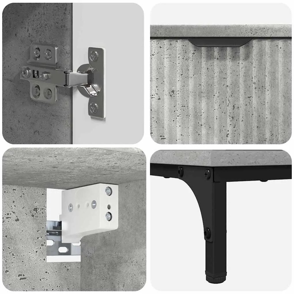 Fürdőszoba bútor szett fiókkal Beton Szürke Műanyag fa, fém