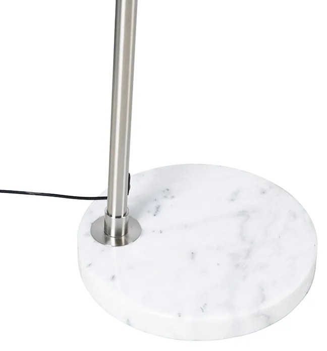 Acél íves állólámpa fehér márvány talppal és acél búrával - Arc XXL
