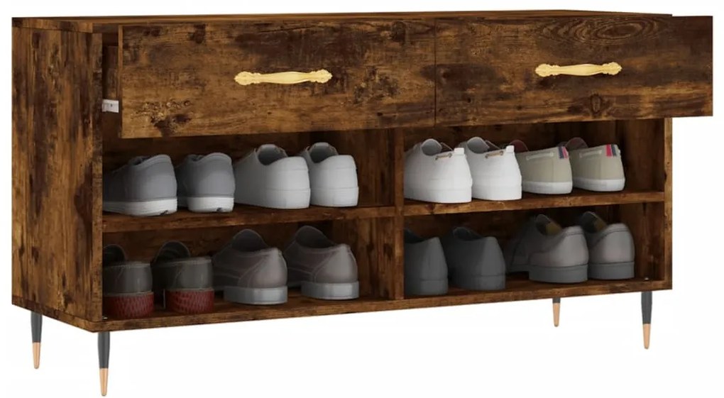 füstös tölgy színű szerelt fa cipőpolc 102x35x55 cm