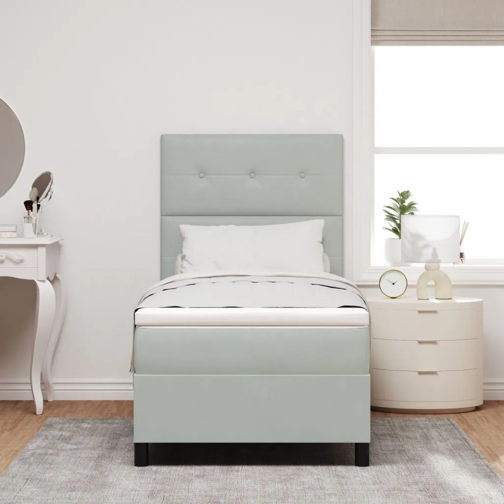 Boxspring Ágy Matrac Különböző Szürke Egyágyas Bársonyos