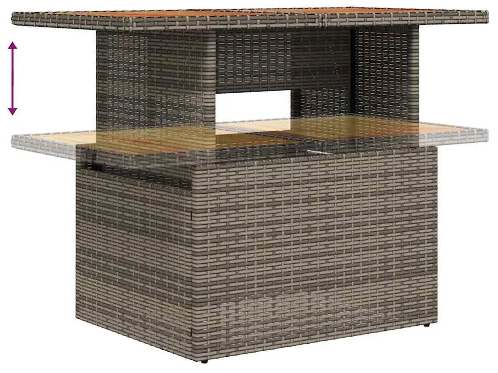 Kerti Kanapé Szett 9 pcs Szürke és Barna 100 x 55 x 73 cm