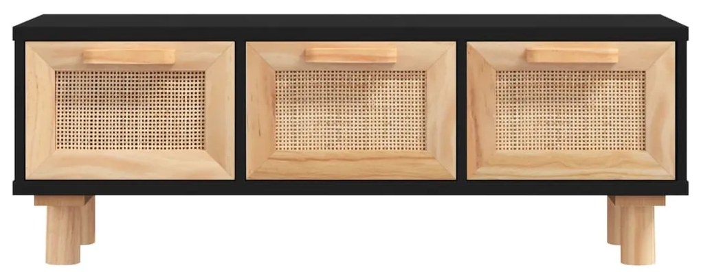 Fekete szerelt fa és tömör fenyőfa dohányzóasztal 80x40x30 cm
