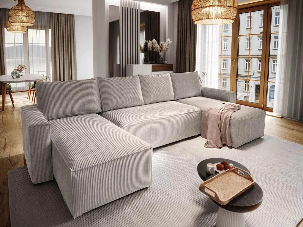 U alakú ülőgarnitúra SMART COSARO 295x140 cm, bézs