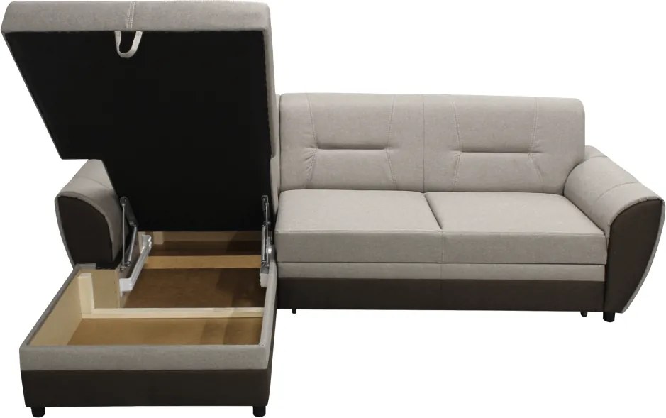 Kinyitható ülőgarnitúra, barna/szürkésbézs taupe, balos, SEVARD ROH