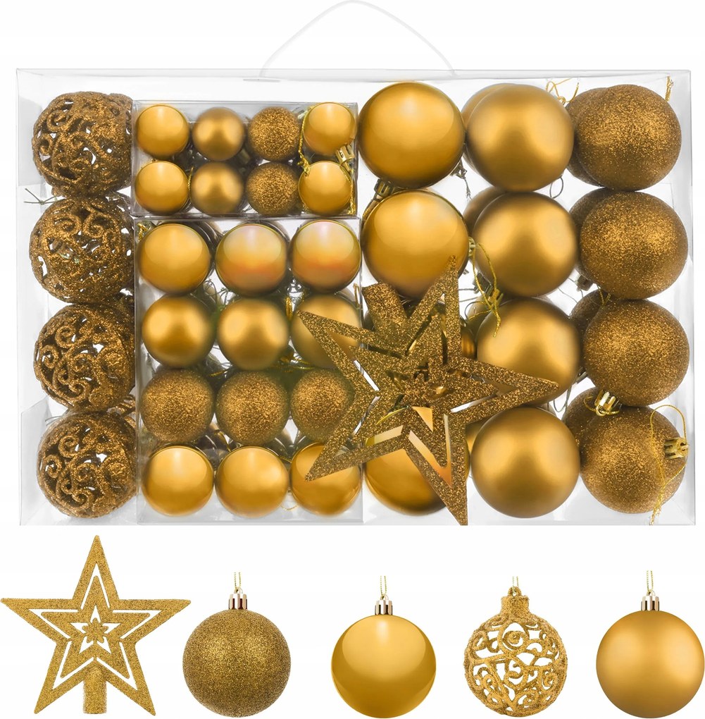 Iso karácsonyfadísz szett 100 db-os arany