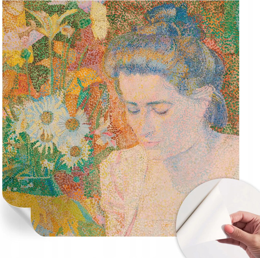 Dekoratív öntapadós fotótapéta irodába Virágos portré 250x250 cm