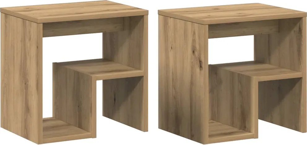 vidaXL 2 db kézműves tölgy színű szerelt fa éjjeliszekrény 40x30x40 cm