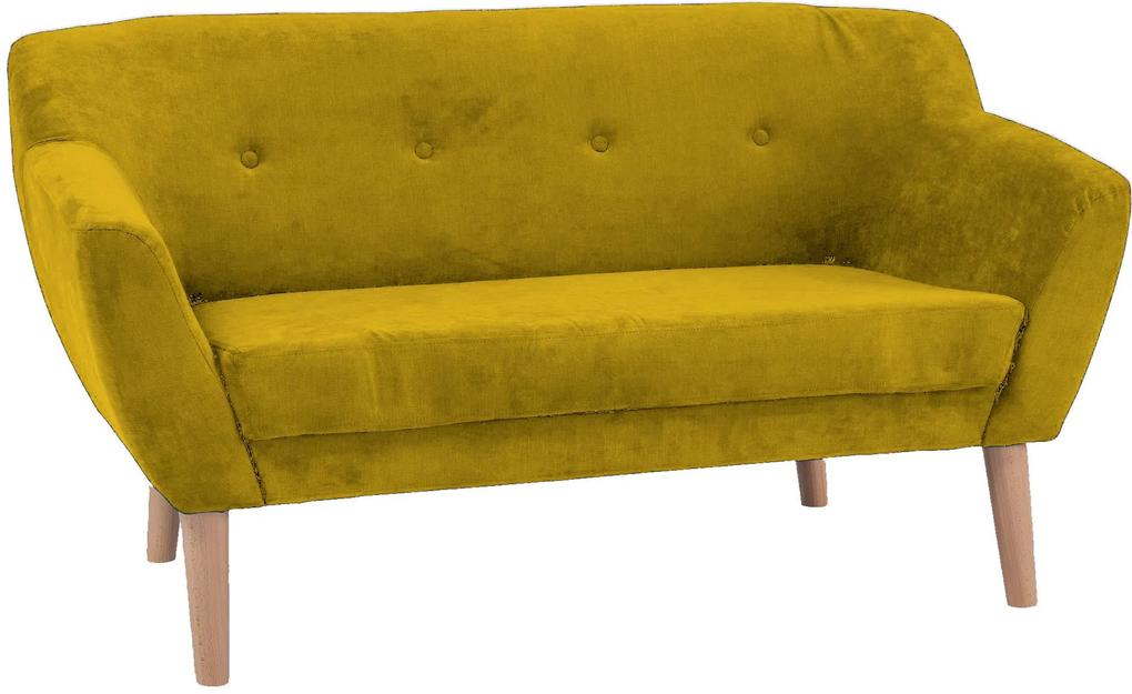 Kétszemélyes kanapé, sárga/bükk, BERGEN 2