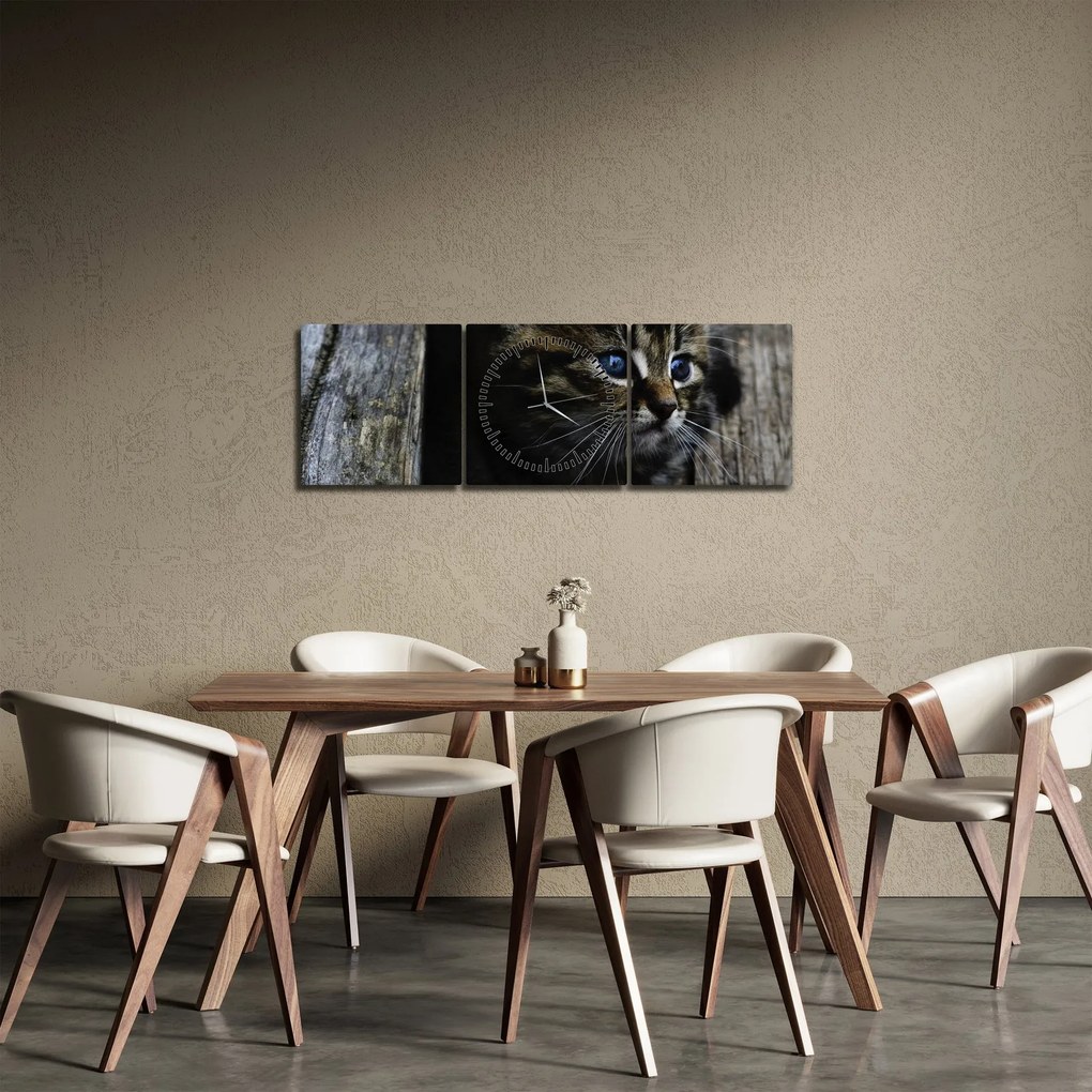Cica képe (órával) (90x30 cm)