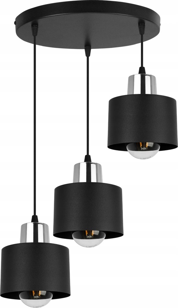 Mennyezeti Függőlámpa Csillár Hármas Fekete Loft Lámpabúra Asztal Fölé Sziget