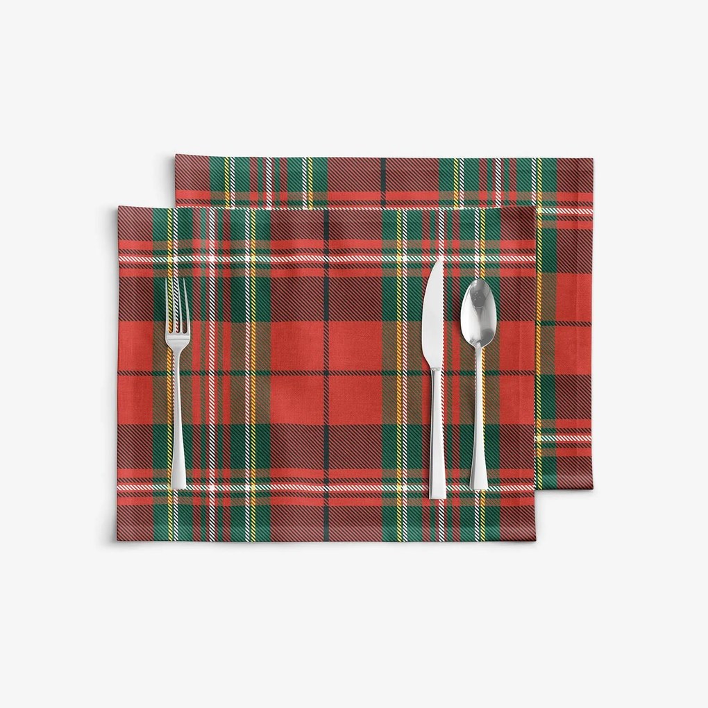 Goldea karácsonyi pamut reggeliző alátét - piros kockás - 2db 30 x 40 cm