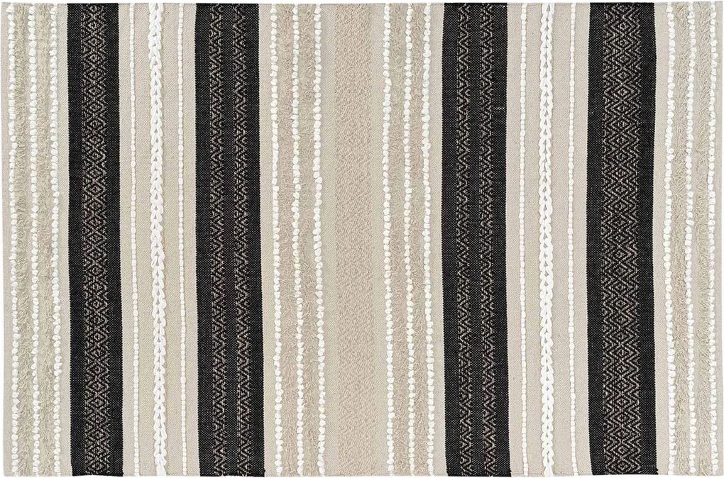 Boho Bézs-fekete Pamut Szőnyeg 120 x 170 cm